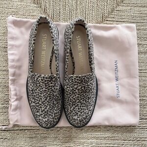 Stuart Weitzman Women 7.5  Animal Print Palmer Flats/ Loafers Calf Leather